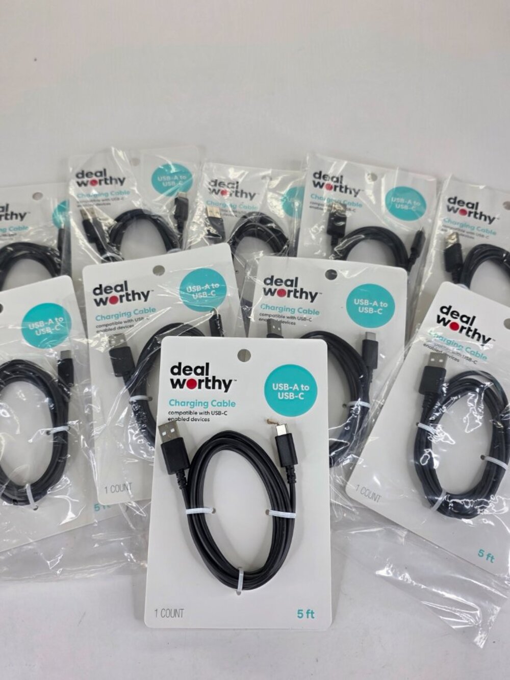USB-A to USB-C Charging Cable Cord 10 Pack 5ft Phone Tablet
